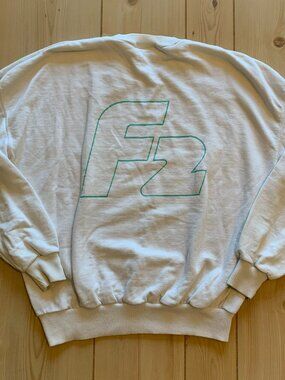 Vintage 80s Fun-Line Retro Indie Boho White Crewneck Sweatshirt Size L Large